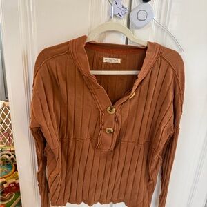 We The Free Terracotta Ribbed Top